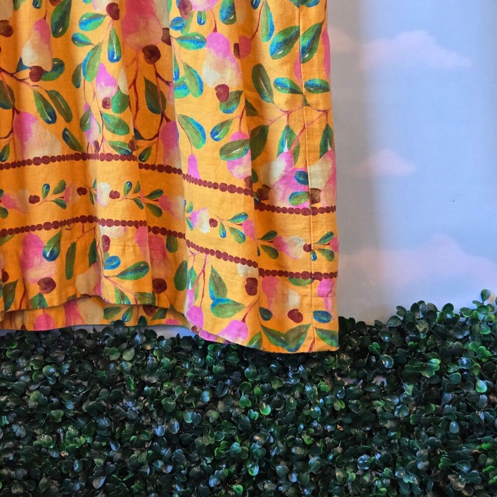 FARM Rio Yellow Floral V-Neck Midi Dress with Pink & Green Accents - Picture 3 of 5